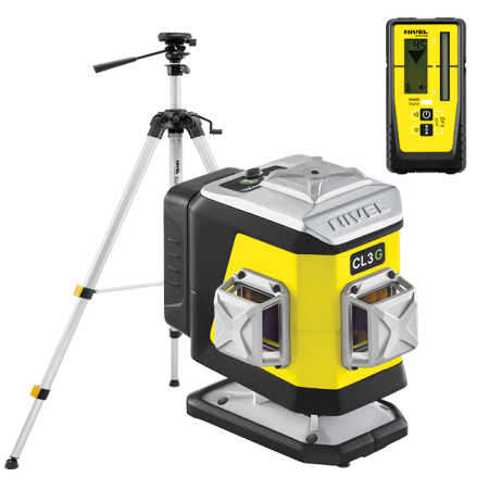 Nivel System CL3G + statyw SJJ-M1 EX + odbiornik CLS-300 Digital - laser krzyżowy zielony 3 × 360° 3D Bluetooth